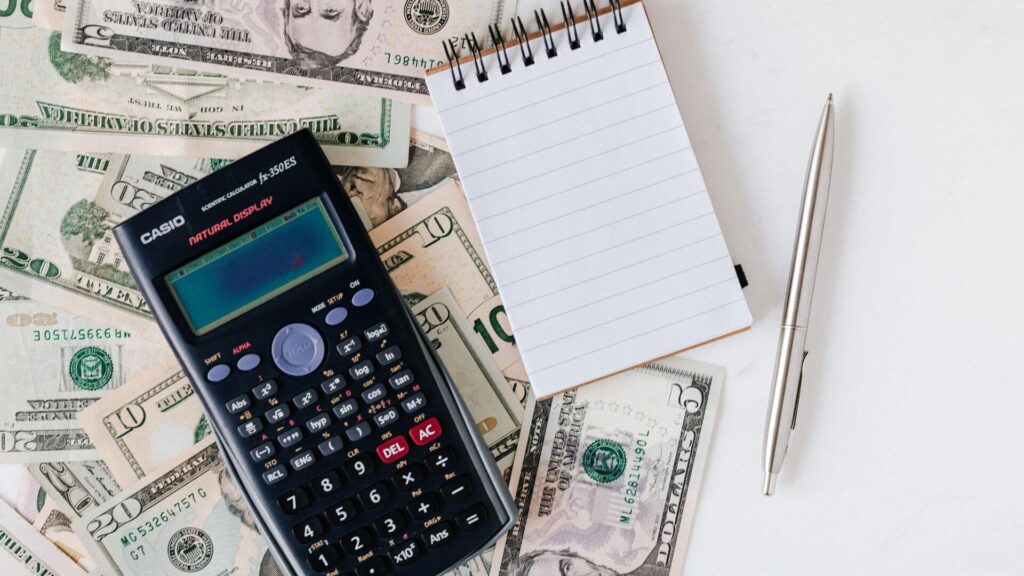 calculator and notebook