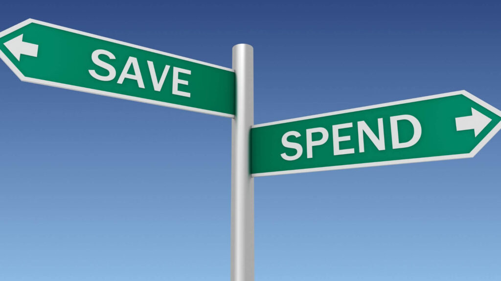save and spend signs